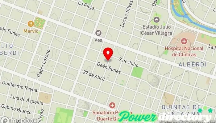 mapa de Ariel Siner Salud integral - Osteopatía - Kinesiología - Fisioterapia - RPG Osteópata, Kinesiólogo, Fisioterapeuta, Clínica de fisioterapia, Centro de salud y bienestar en Córdoba