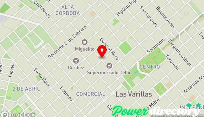 mapa de Asociacion Mutual Almafuerte Mutual y Social Caja de ahorros en Las Varillas