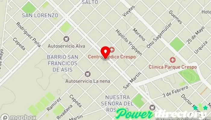 mapa de Asociación Mutual Club Atlético Argentino Institución financiera en Crespo
