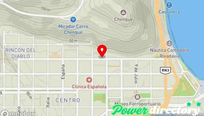 mapa de Asociacion Mutual Union Federal Banco en Comodoro Rivadavia