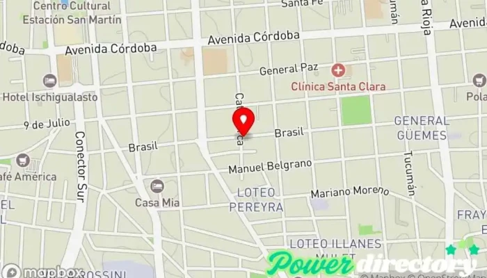 mapa de AZUR KINESIOLOGÍA DEPORTIVA Y TRAUMATOLOGÍA Kinesiólogo en San Juan