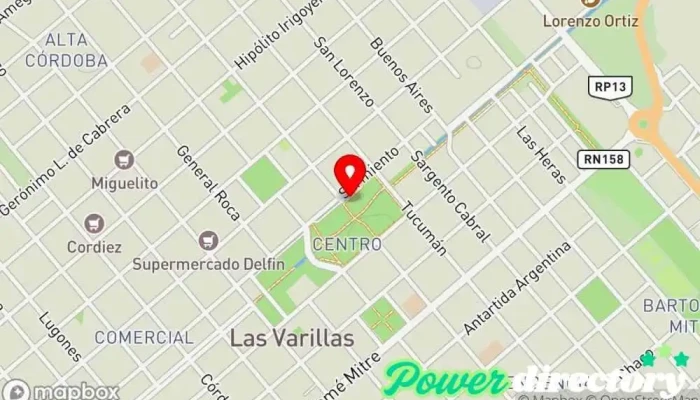 mapa de Bancor Banco, Cajeros automáticos en Las Varillas
