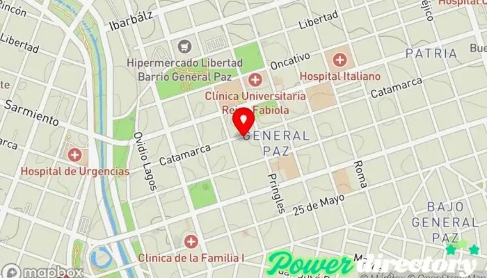 mapa de Cb Rehabilitación Clínica de fisioterapia, Kinesiólogo en Córdoba