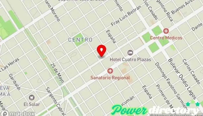 mapa de CENTRO ECONOMICO DEPARTAMENTO CASEROS Centro comercial, Oficina de la Administración en Casilda