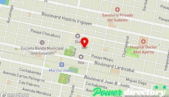 mapa de Cobro Express Servicio de transferencias de dinero en Marcos Juárez