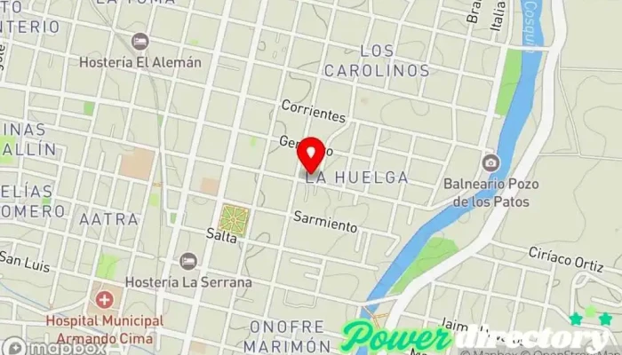 mapa de Colegio Profesional de Kinesiologos y Fisioterapeutas de la Escuela en Cosquín