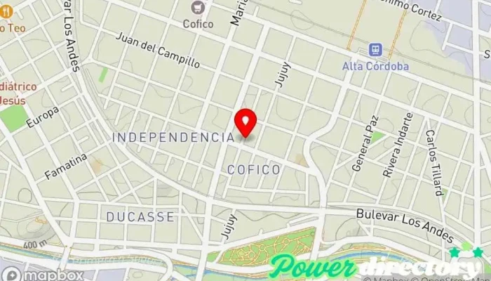 mapa de Consultorio de Kinesiología y fisioterapia Servicios médicos locales en Córdoba