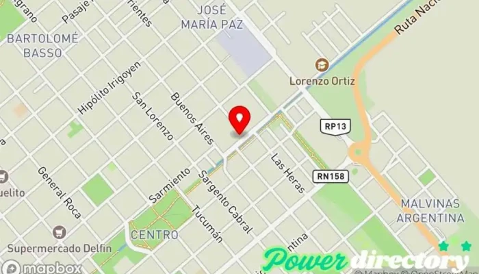 mapa de Consultorio Osteopatía Oficina médica en Las Varillas