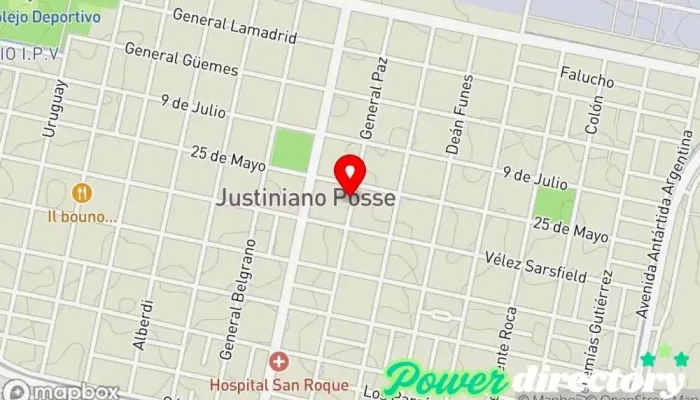 mapa de Coop. Agricola Justiniano Posse (EESS de Servicio) Cooperativa agropecuaria en Justiniano Posse