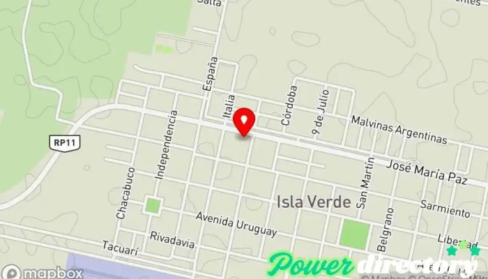 mapa de Cooperativa de Electricidad y Promoción Regional Isla Verde LTDA. Compañía eléctrica, Funeraria, Proveedor de servicios de telecomunicaciones en Isla Verde