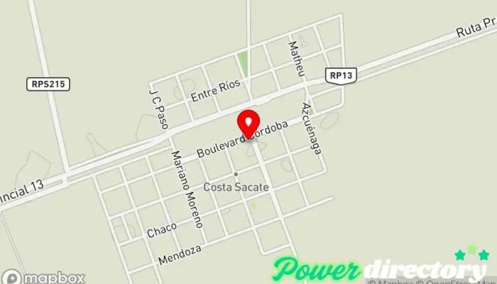 mapa de Cooperativa De Electricidad Y Servicios Públicos De Costa Sacate Ltda Oficinas de empresa en Costa Sacate