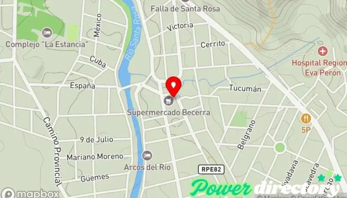 mapa de Cooperativa de Provisión de Energía Eléctrica Compañía eléctrica en Santa Rosa de Calamuchita