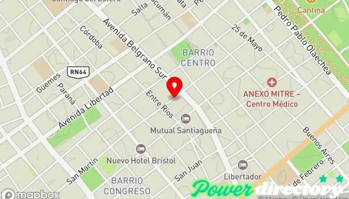 mapa de Créditos San Martín Cooperativa de ahorro y crédito, Agencia de préstamos en Santiago del Estero