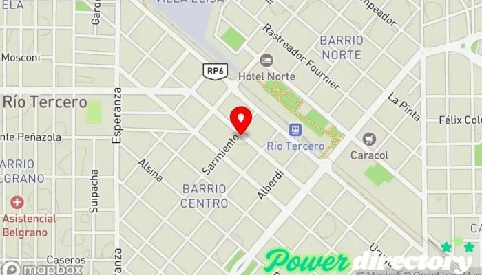 mapa de DENIER S.A. Institución financiera, Comercio en Río Tercero