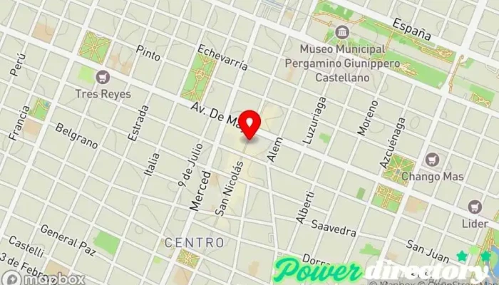 mapa de Efectivo Sí Banco en Pergamino