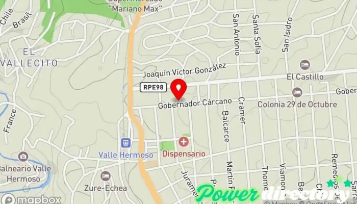 mapa de Espacio Alma Alquimia Hotel, Bed & Breakfast, Escuela de masajistas, Terapeuta de reiki, Programa de salud y bienestar, Centro de retiro de yoga en Valle Hermoso