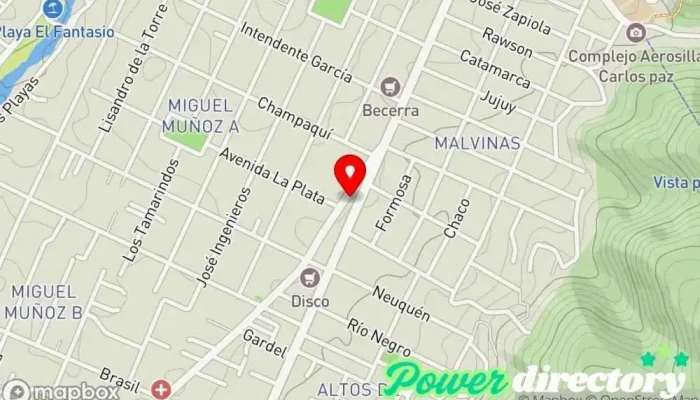 mapa de FISIO MAS Veterinario en Villa Carlos Paz