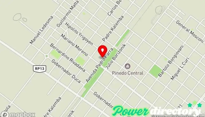 mapa de Florecia Rodríguez. Lic. en Kinesiología y Fisiatría. Osteópata Osteópata en Gral. Pinedo