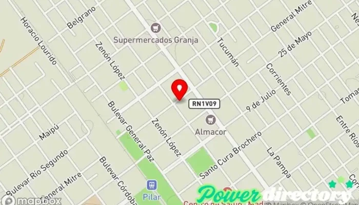 mapa de Kinesis Pilar Centro de rehabilitación, Clínica de acupuntura, Terapeuta de retroalimentación biológica en Pilar