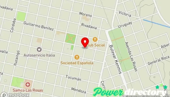 mapa de Macro Sucursal Las Rosas Banco en Las Rosas