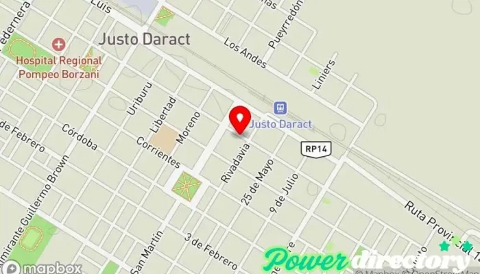 mapa de Multicash Cobro de deudas, Servicio de transferencias de dinero en Justo Daract
