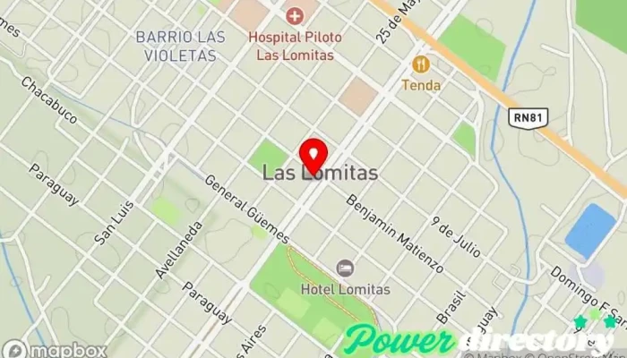 mapa de Municipalidad de Las Lomitas Oficinas del ayuntamiento en Las Lomitas