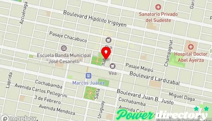 mapa de Mutual COySPU Tienda de electrodomésticos, Asociación u organización, Tienda de electrónica en Marcos Juárez