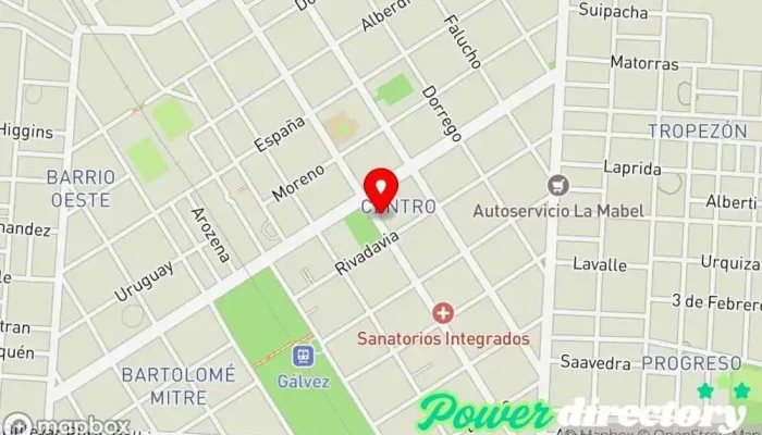 mapa de Mutual Santa Clara (Sucursal Gálvez) Asociación u organización, Agencia de préstamos, Agencia de visitas turísticas, Agencia de viajes en Gálvez