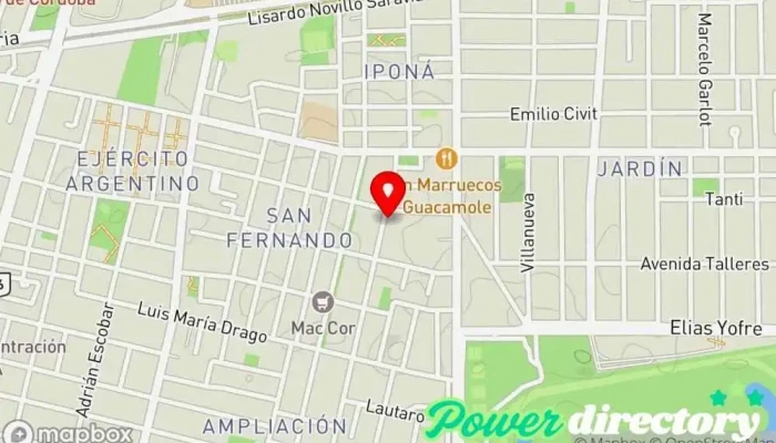 mapa de OSTEOPATIA Y REEDUCACION POSTURAL, Lic. Guillermo Arias Gómez. MP 4989 Osteópata, Fisioterapeuta en Córdoba