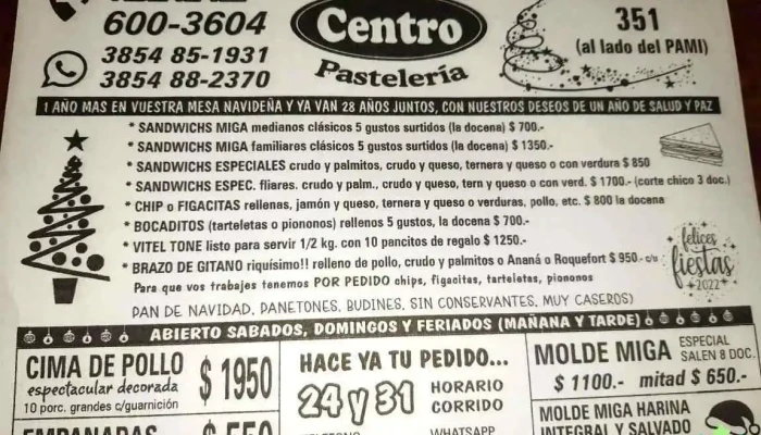 Panaderia Y Pasteleria Centro -  Carta - Santiago del Estero