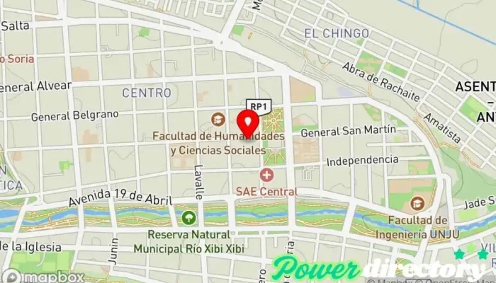 mapa de Promujer Argentina Fundación, Cooperativa de ahorro y crédito, Clínica ginecológica en San Salvador de Jujuy