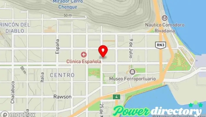 mapa de QIDA - Sucursal Comodoro Rivadavia Institución financiera en Comodoro Rivadavia