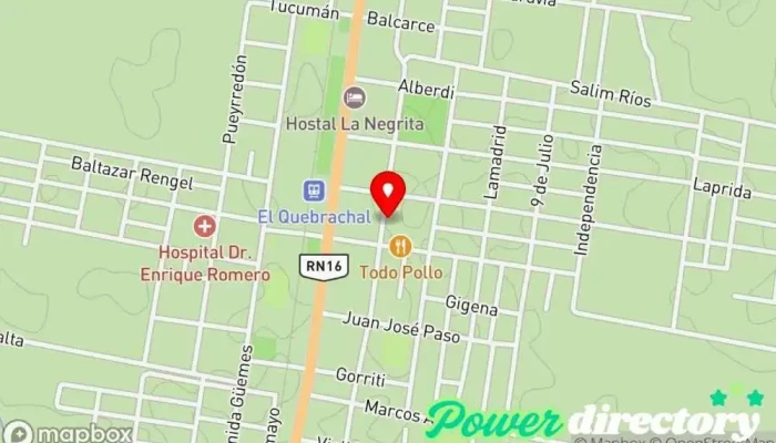 mapa de Rapipago Servicio de transferencias de dinero, Cobro de deudas en El Quebrachal