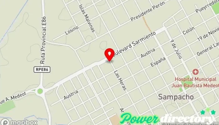 mapa de Rapipago Servicio de transferencias de dinero, Cobro de deudas en Sampacho