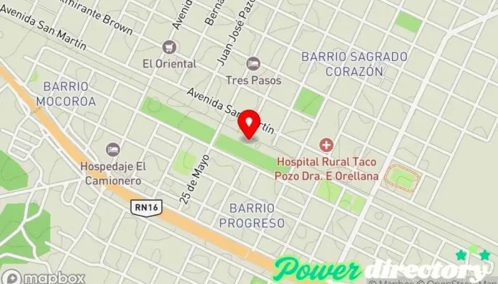mapa de Rapipago Servicio de transferencias de dinero, Cobro de deudas en Taco Pozo