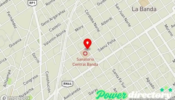 mapa de Sanatorio Central Banda Hospital privado en La Banda