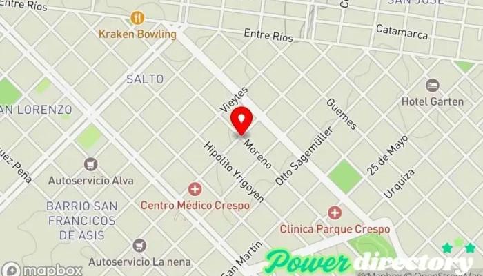 mapa de Sucursal Crespo Oficinas de empresa en Crespo