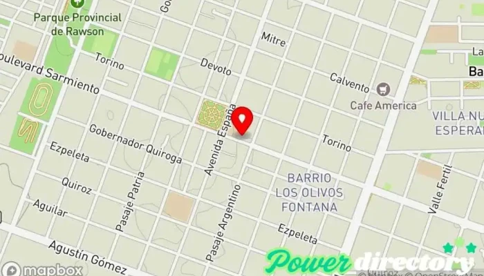 mapa de Tarjeta Data - Paseo Centro Rawson Comercio, Servicio de asesoramiento crediticio en Rawson