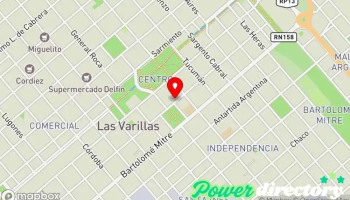 mapa de Tarjeta Naranja Institución financiera en Las Varillas