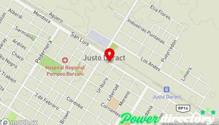 mapa de Villa Mercedes Centro comercial en Justo Daract