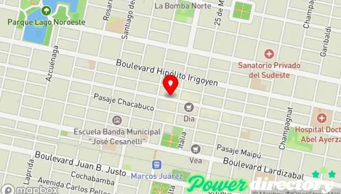 mapa de Western Union Pago Fácil - Agente Servicio de transferencias de dinero, Banco, Oficina de cambio de divisas en Marcos Juárez